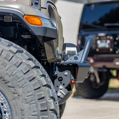 Jeep JL front bumper with integrated winch plate and grille hoop