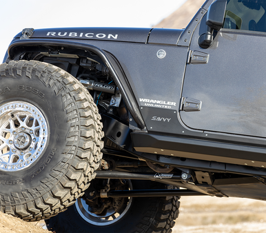 High-clearance Jeep JKU sliders for off-road obstacles