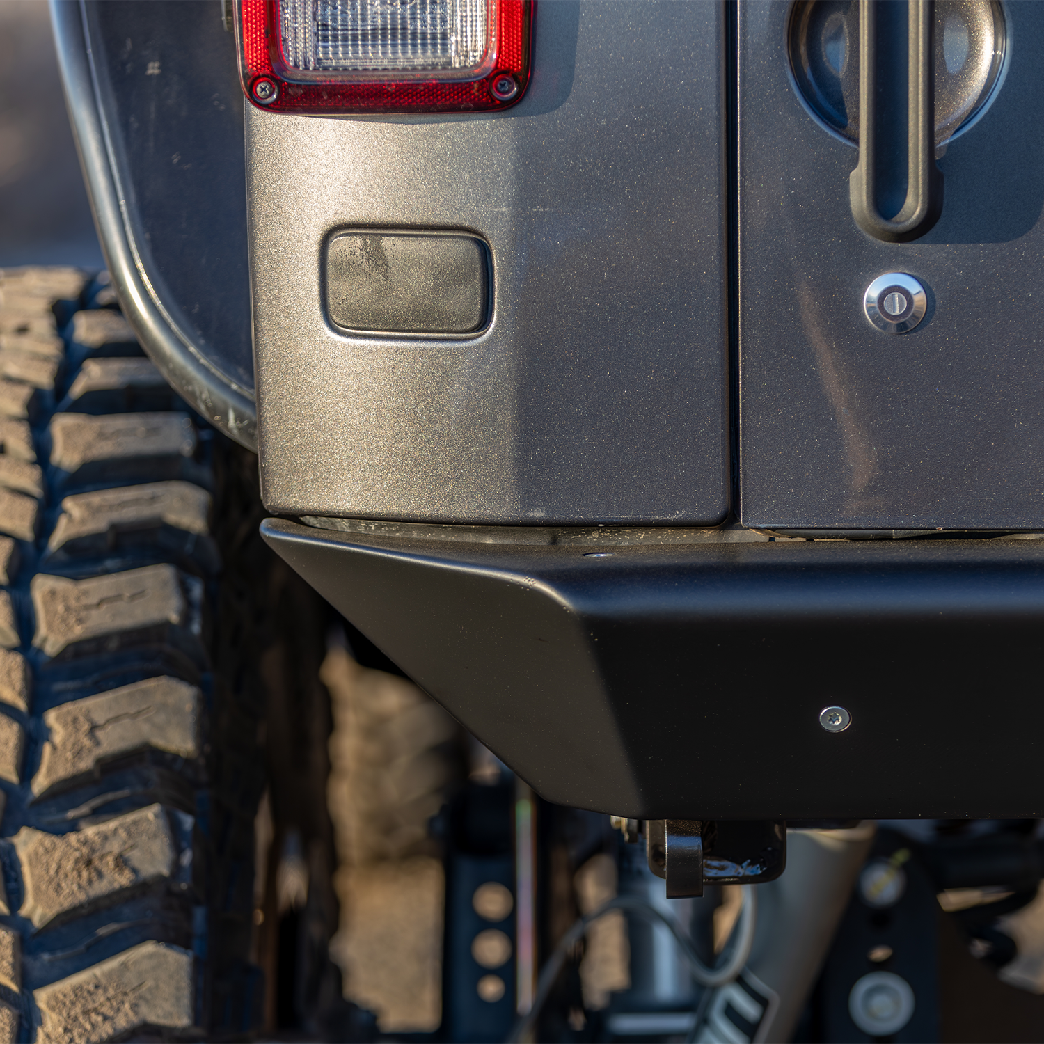 6061 aluminum rear bumper ultra-low profile on Jeep JKU Wrangler, sexiest high clearance JK bumper