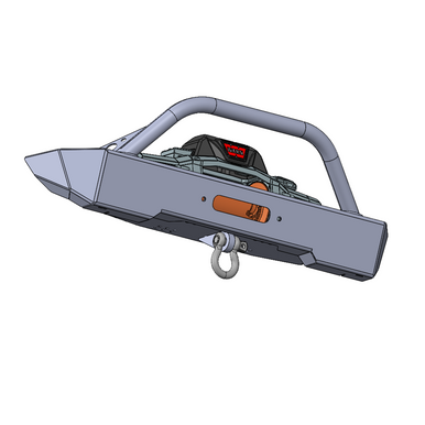 Race-proven Jeep JK front bumper with winch plate and grille hoop