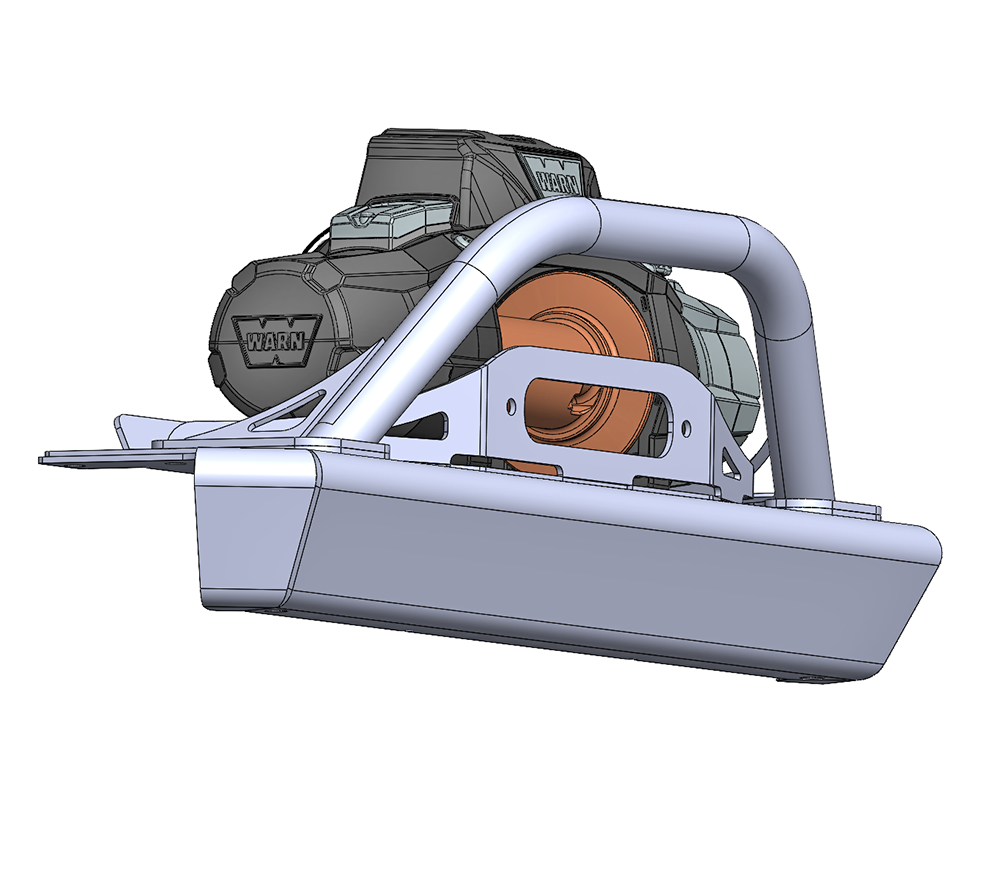 High-clearance Jeep TJ front bumper with hoop and winch plate