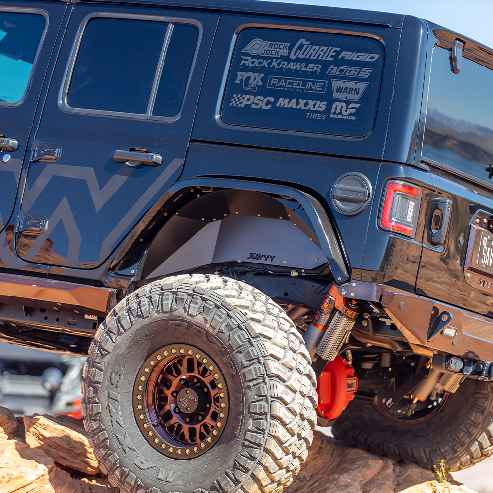 Savvy Offroad Jeep JL rear inner fenders with custom fitment for stock and high-clearance fenders