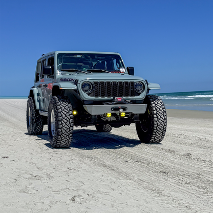 Jeep JL JLU front bumper with warn winch and factor 55 fairlead