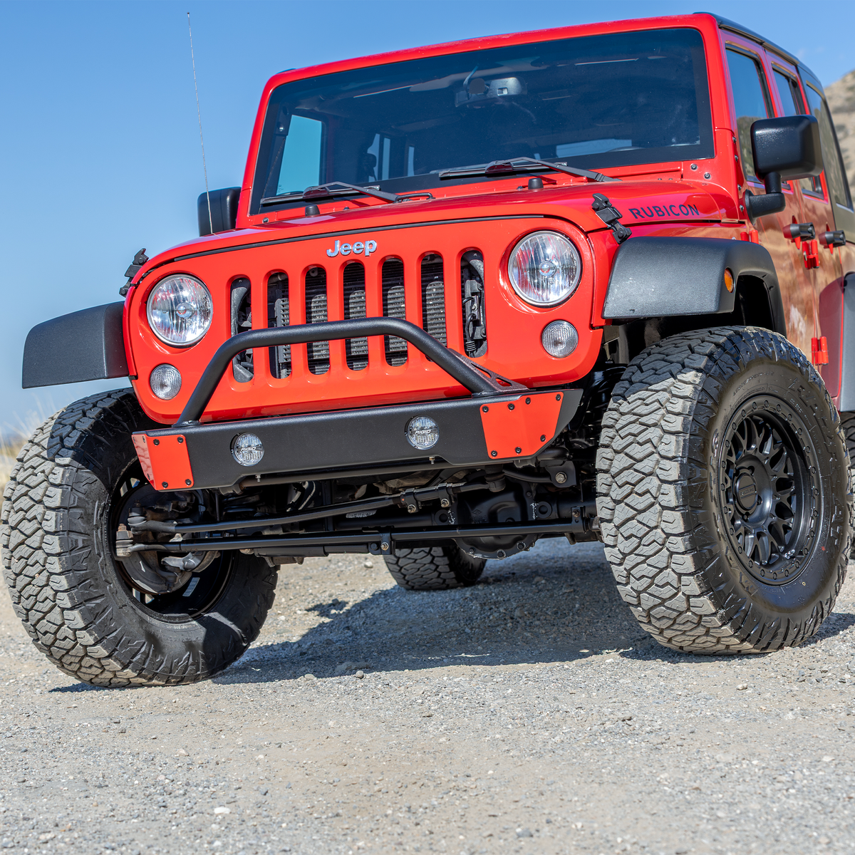 JEEP winchless aluminum front bumper with bolt-on hoop