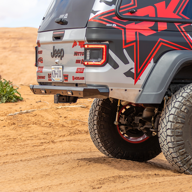 High-strength Jeep Gladiator rear bumper with integrated D-ring recovery points