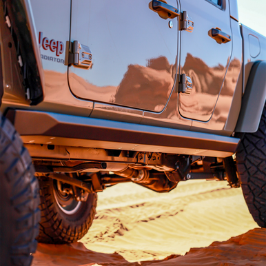 Jeep JT sliders with bolt-on mounting brackets and easy installation