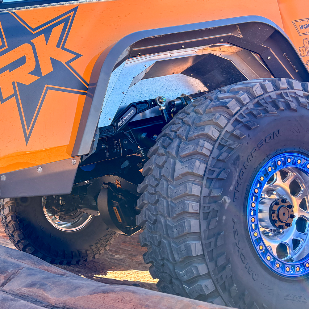 Savvy Gladiator JT rear inner fender compatible with aftermarket high clearance fender flares, versatile fitment