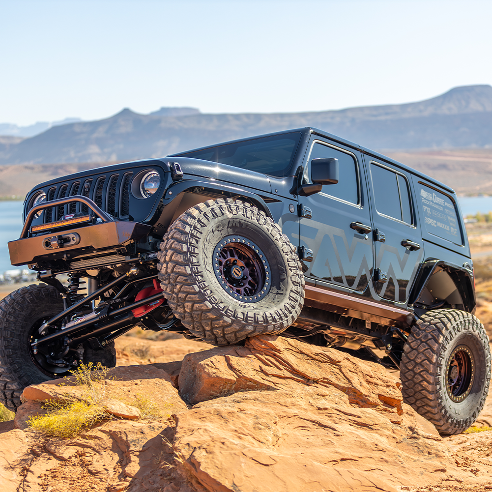 Jeep Wrangler JLU weld-on rock sliders with high-clearance design for off-roading