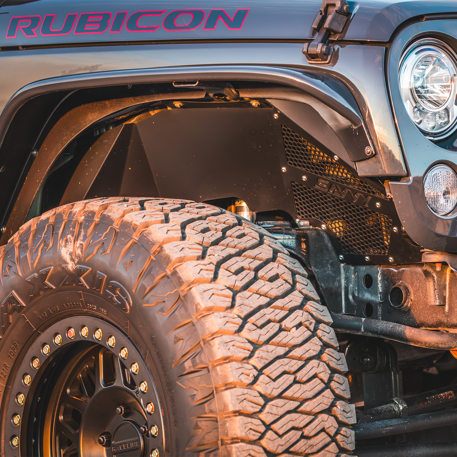 Jeep JK JKU high-clearance aluminum inner fender kit with vented and solid front panels
