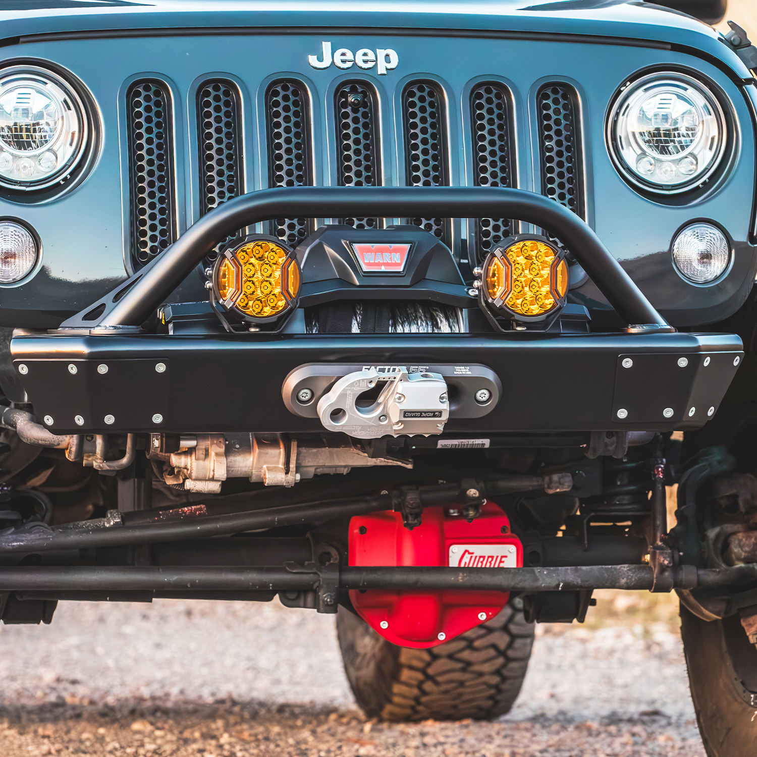 Jeep JK aluminum front bumper with hoop and winch plate