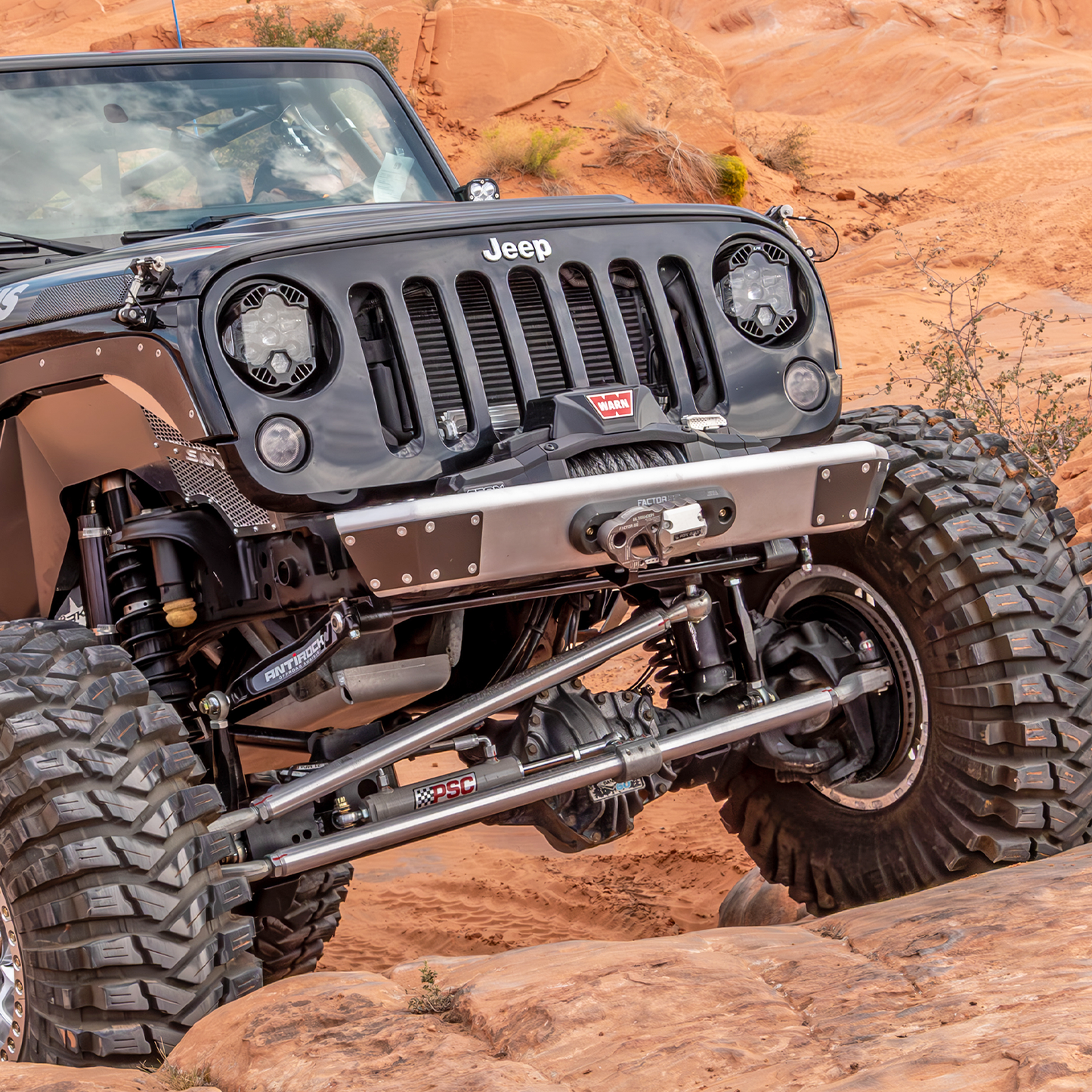 Jeep JK front bumper without hoop Warn Winch Factor 55