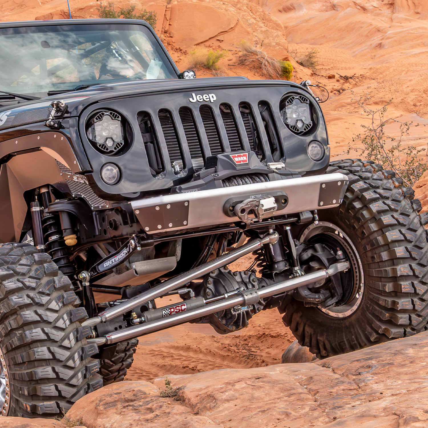 Jeep JK front bumper without hoop Warn Winch Factor 55