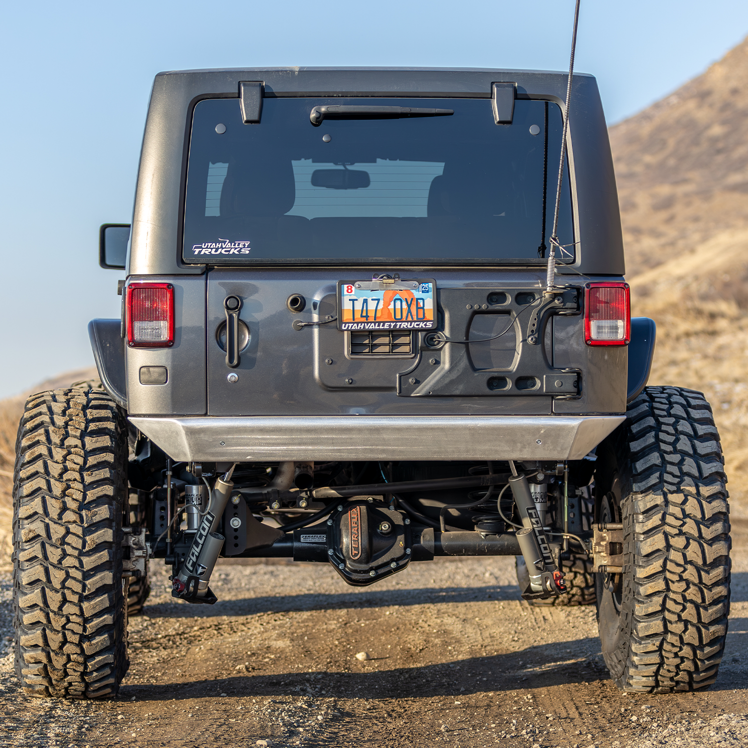 Jeep JK high clearance aluminum rear bumper with winch recovery points