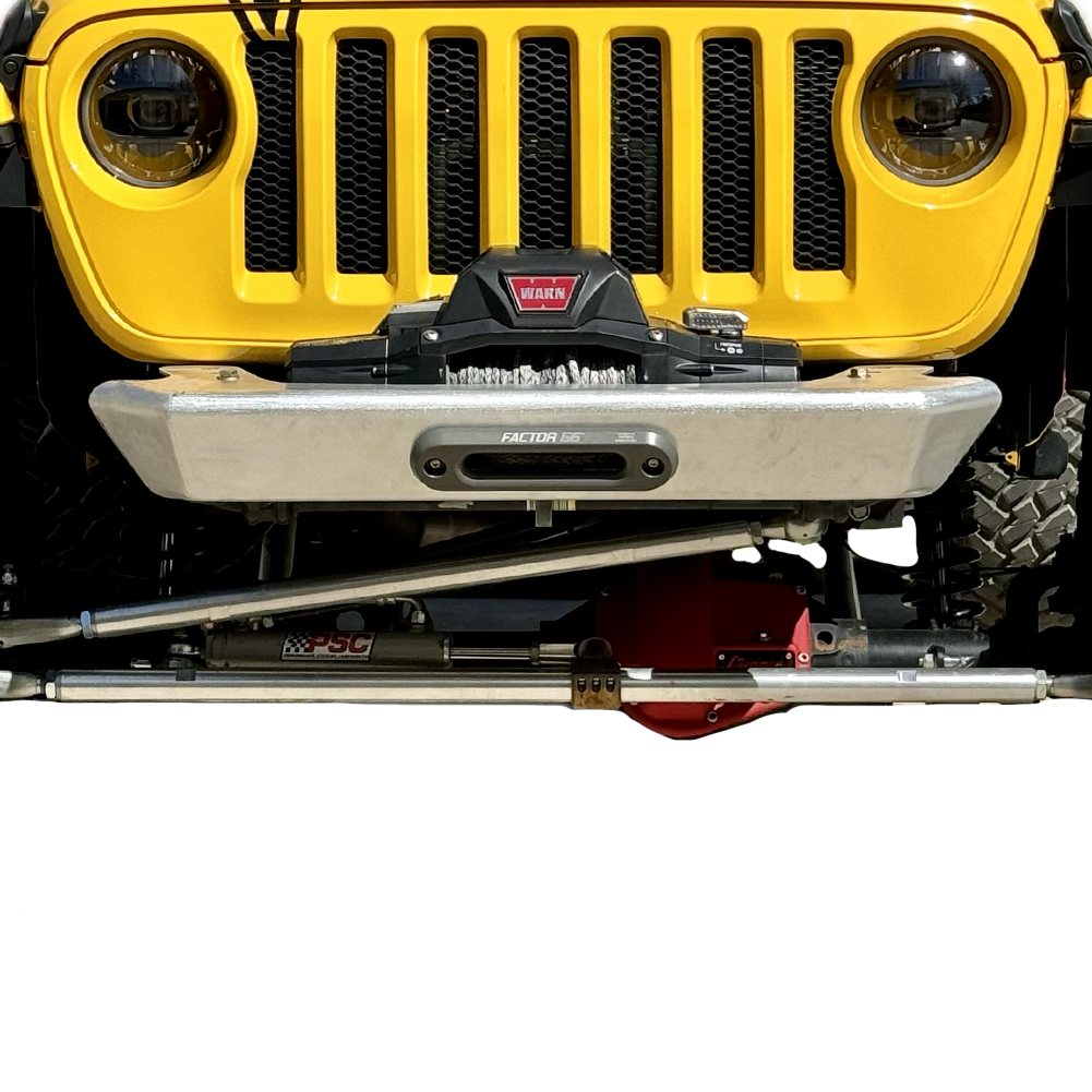 Jeep JL JLU JT front bumper with replaceable skin and Factor 55 fairlead compatibility