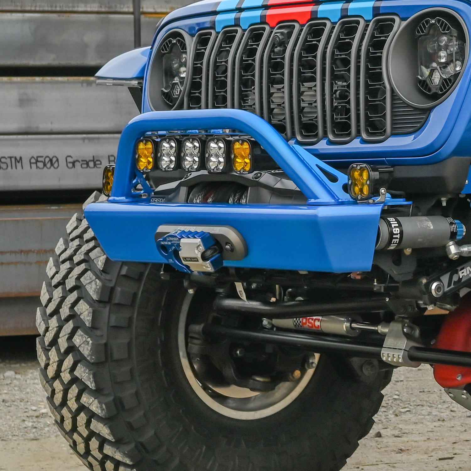 Jeep JL JLU JT front bumper with replaceable skin and Warn Winch and Factor 55 fairlead compatibility
