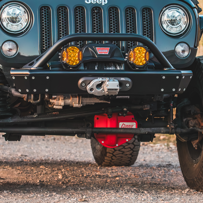 Jeep front bumper hard corners for rock crawling protection