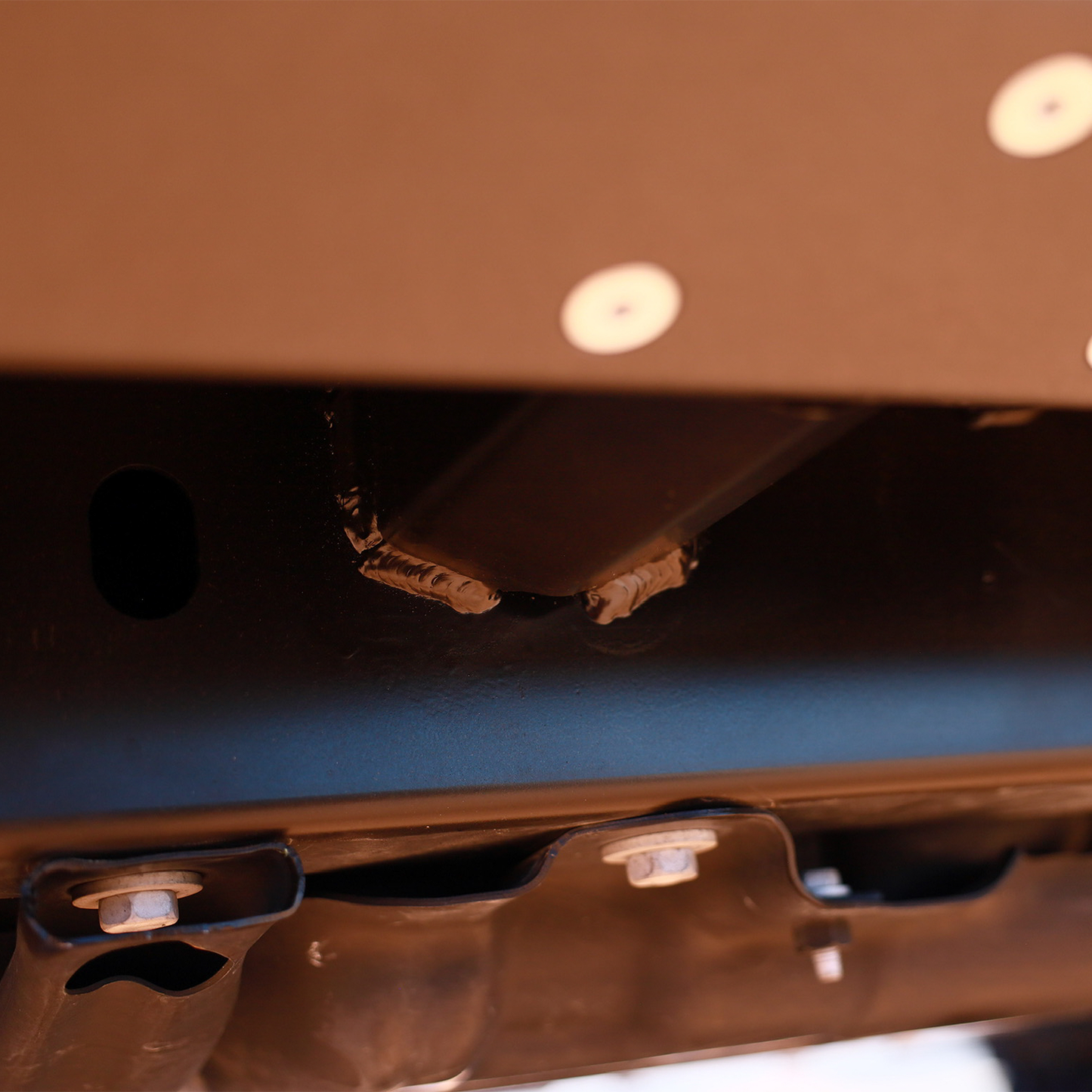 Gladiator JT weld-on slider fully boxed 3/16-inch steel frame bracket welded to frame, maximum strength