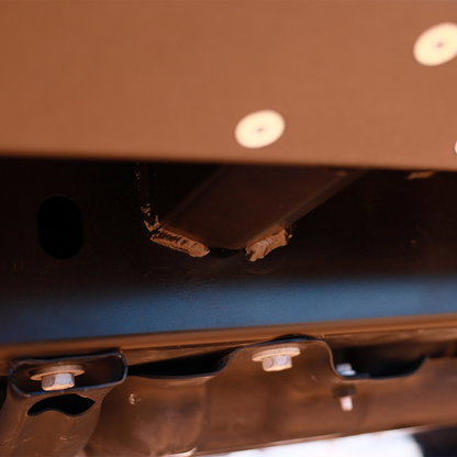 Gladiator JT weld-on slider fully boxed 3/16-inch steel frame bracket welded to frame, maximum strength