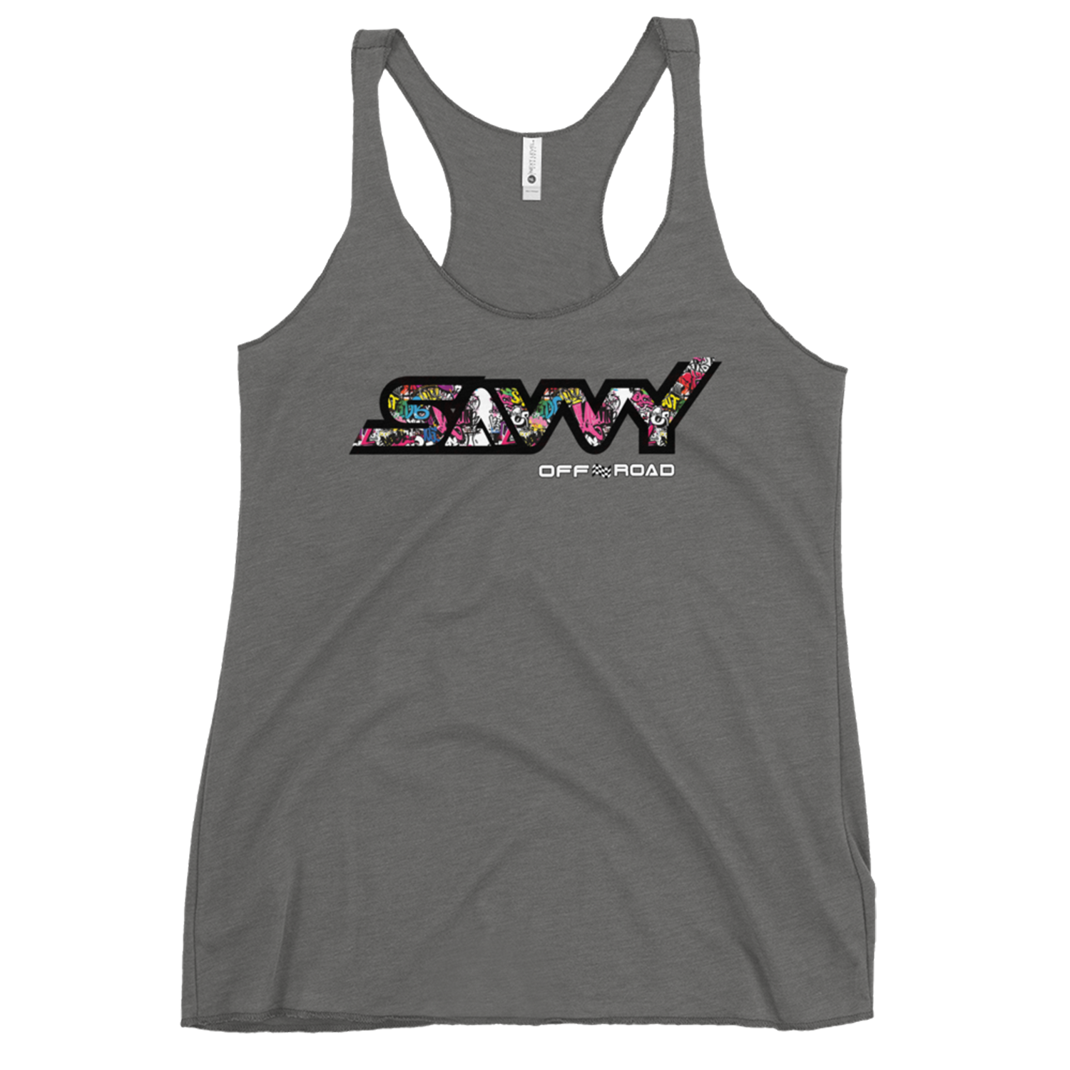 SAVVY OFFROAD GRAFITTI WOMEN'S RACERBACK TANK HEATHER 