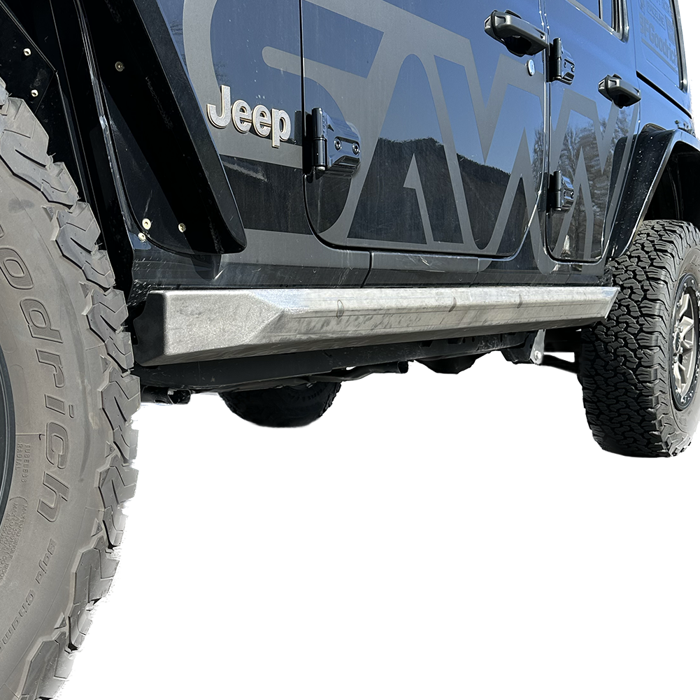 Weld-on Jeep Wrangler JLU rock sliders for extreme off-road and rock crawling