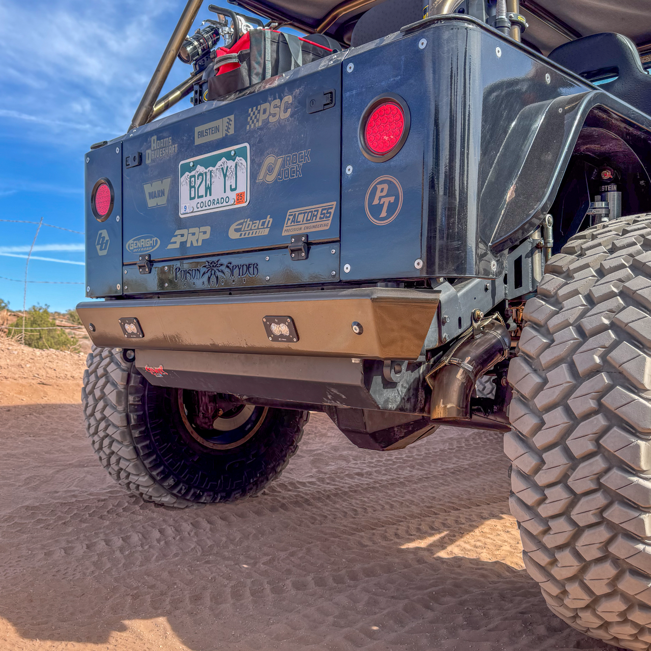 Savvy Legacy 6061 aluminum rear bumper on 1997-2006 Jeep Wrangler TJ, LJ, high-clearance low-profile 12 lb aluminum