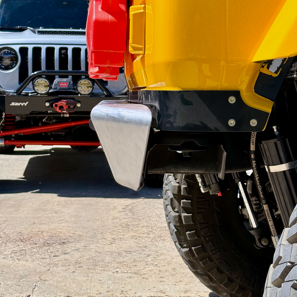 Savvy Legacy 6061 aluminum rear bumper ultra-low profile on Jeep JL JLU, maximum clearance frame-mounted bumper
