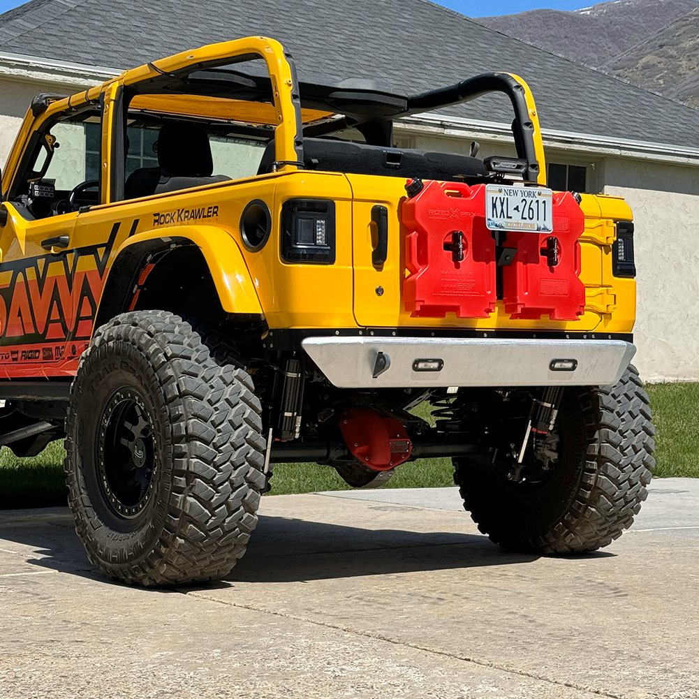 Savvy Legacy JL JLU rear bumper modular replaceable 6061 aluminum skin, cost-effective trail repair design