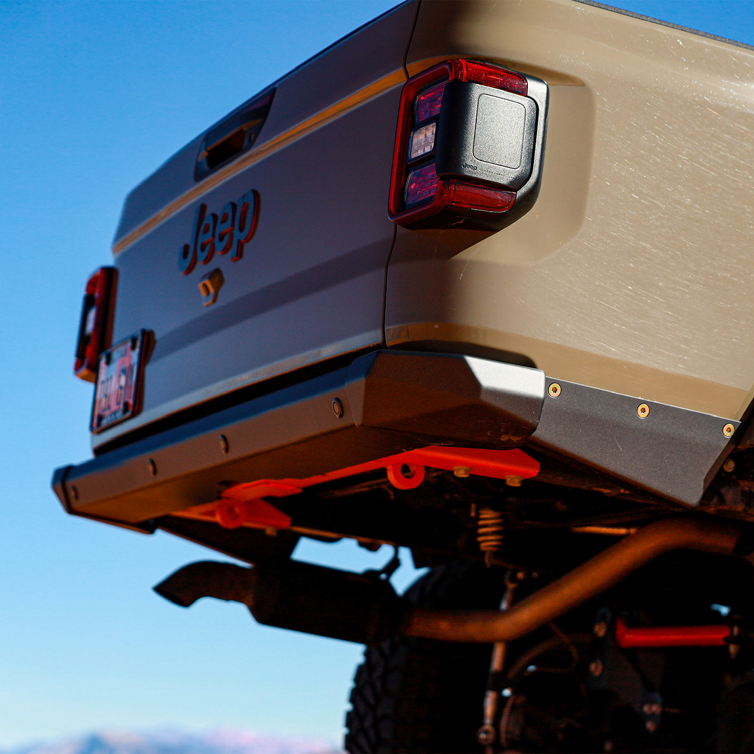 Savvy Legacy OG Gladiator JT rear bumper hidden 3/4-inch steel D-ring recovery mounts, seamless integrated winch points