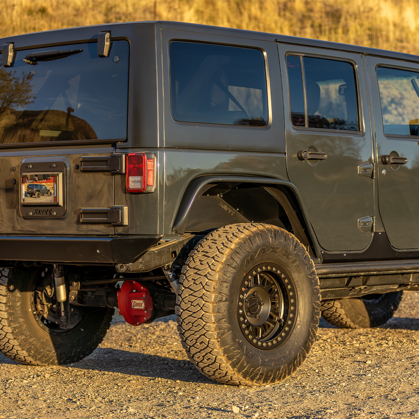 Savvy Offroad JK JKU rear inner fenders powder coated black, custom finish high clearance aluminum liner