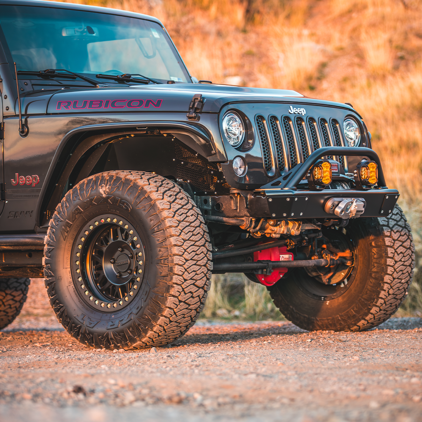 Savvy Offroad high clearance vented aluminum front inner fenders on 2007-2018 Jeep Wrangler JK JKU, 40 inch tire clearance