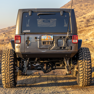 Savvy aluminum rear bumper installed on Jeep Wrangler JK overlanding build