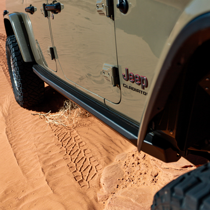weld-on sliders compatible with aftermarket long-arm suspension on Jeep Gladiator JT