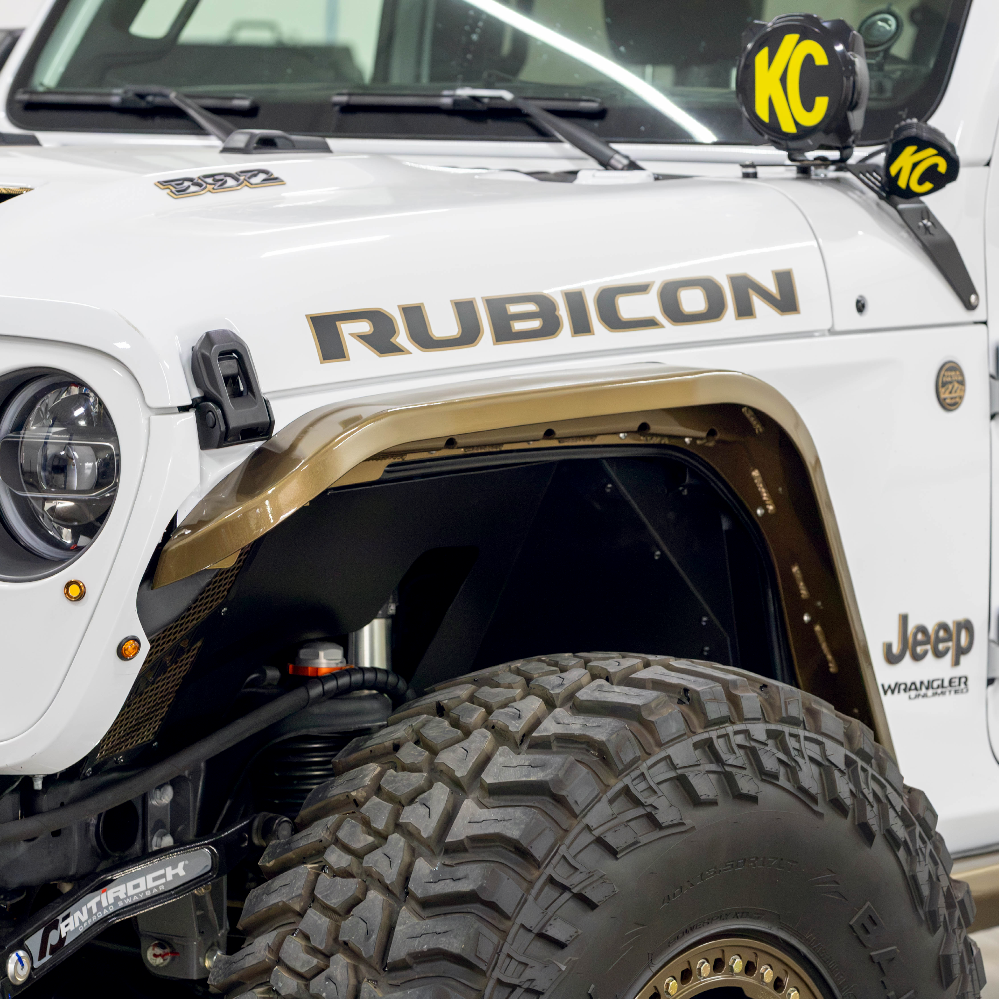Jeep JL highline fender providing additional tire clearance and suspension up travel