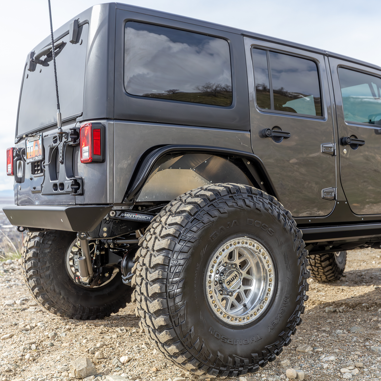 Savvy high-clearance aluminum rear inner fenders for Jeep JK and JKU with fuel line and wiring protection for 40 & 42 inch tire setups