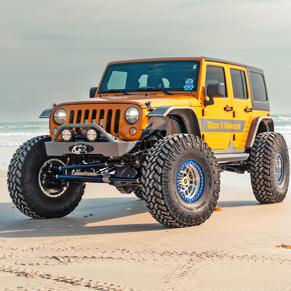 Savvy Offroad KRAWLER ELITE Armor Bundle for 2007-2018 Jeep Wrangler JKU with front bumper, rear bumper, bolt-on sliders, rocker trim kit, spare tire delete, and front and rear inner fenders
