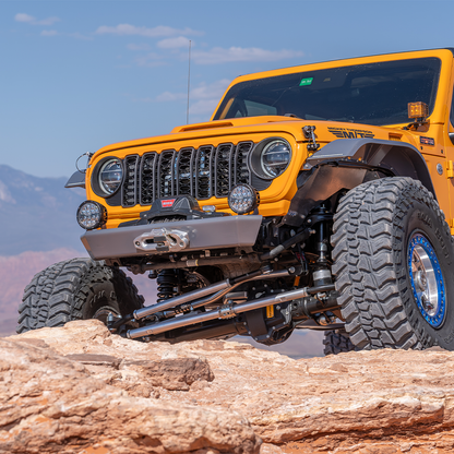 Savvy LEGACY 6061 aluminum front bumper without hoop for Jeep JL, JLU, and JT with high-clearance winch-ready protection