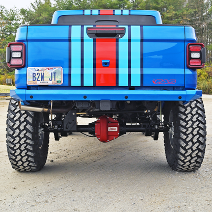 Savvy LEGACY aluminum rear bumper for Jeep Gladiator JT with up to 10 inches of added departure clearance, replaceable skins, and hidden recovery points