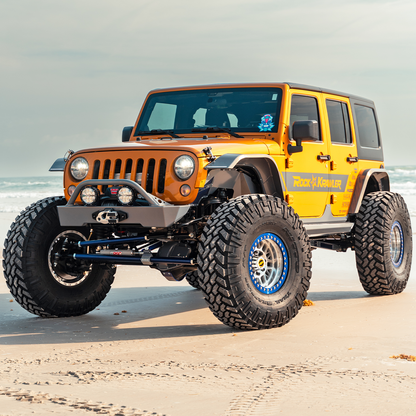 Savvy Offroad KRAWLER ELITE full armor bundle including aluminum front bumper with hoop, rear bumper, bolt-on rock sliders, front and rear inner fenders, rocker trim kit, and spare tire delete for 2007–2018 Jeep Wrangler JKU
