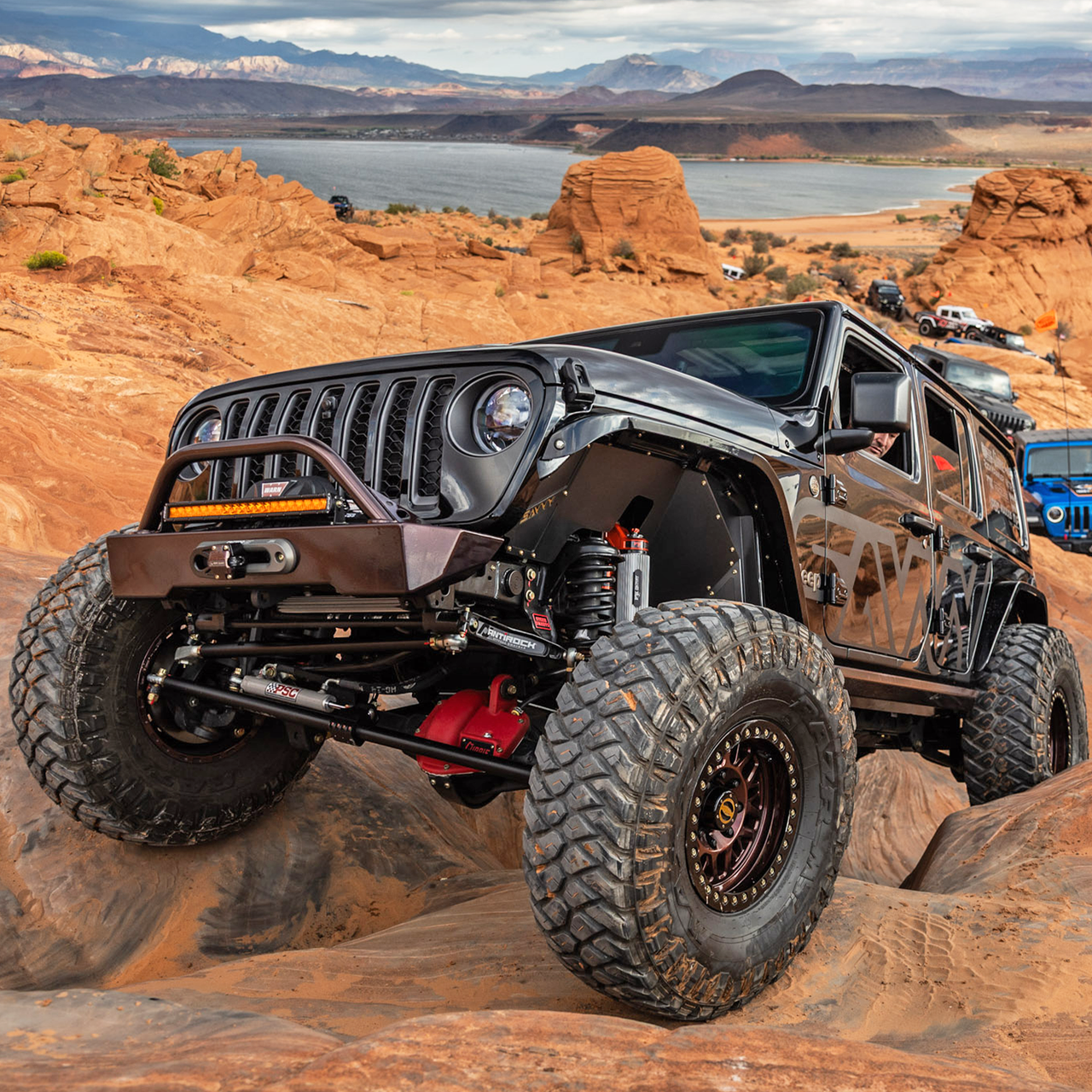  Savvy Offroad KRAWLER ELITE full armor bundle including front bumper, rear bumper, bolt-on rock sliders, inner fenders, rocker trim, rear trim kit, and spare tire delete for 2018–2026 Jeep Wrangler JLU