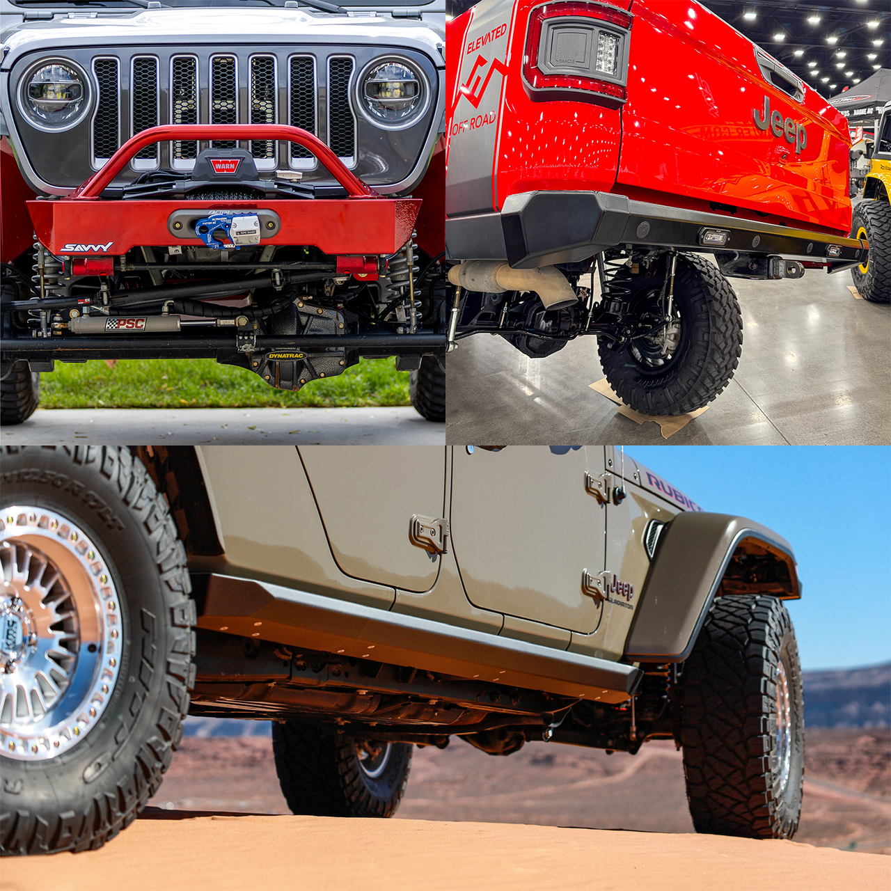 Savvy Offroad KRAWLER LITE Essentials Bundle with aluminum front bumper with hoop, rear bumper, and bolt-on rock sliders for 2020–2026 Jeep Gladiator JT