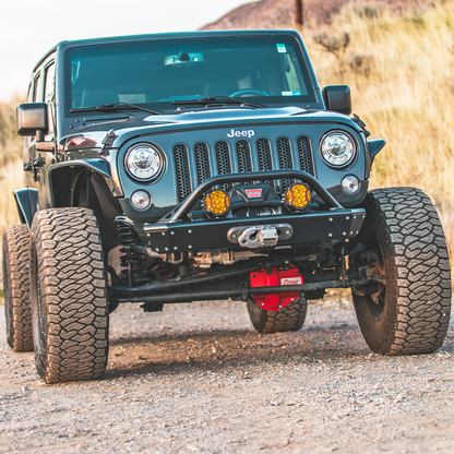 Savvy Offroad LEGACY ELITE full armor bundle including 6061 aluminum front bumper with hoop, rear bumper, bolt-on rock sliders, front and rear inner fenders, rocker trim kit, and spare tire delete for 2007–2018 Jeep Wrangler JKU
